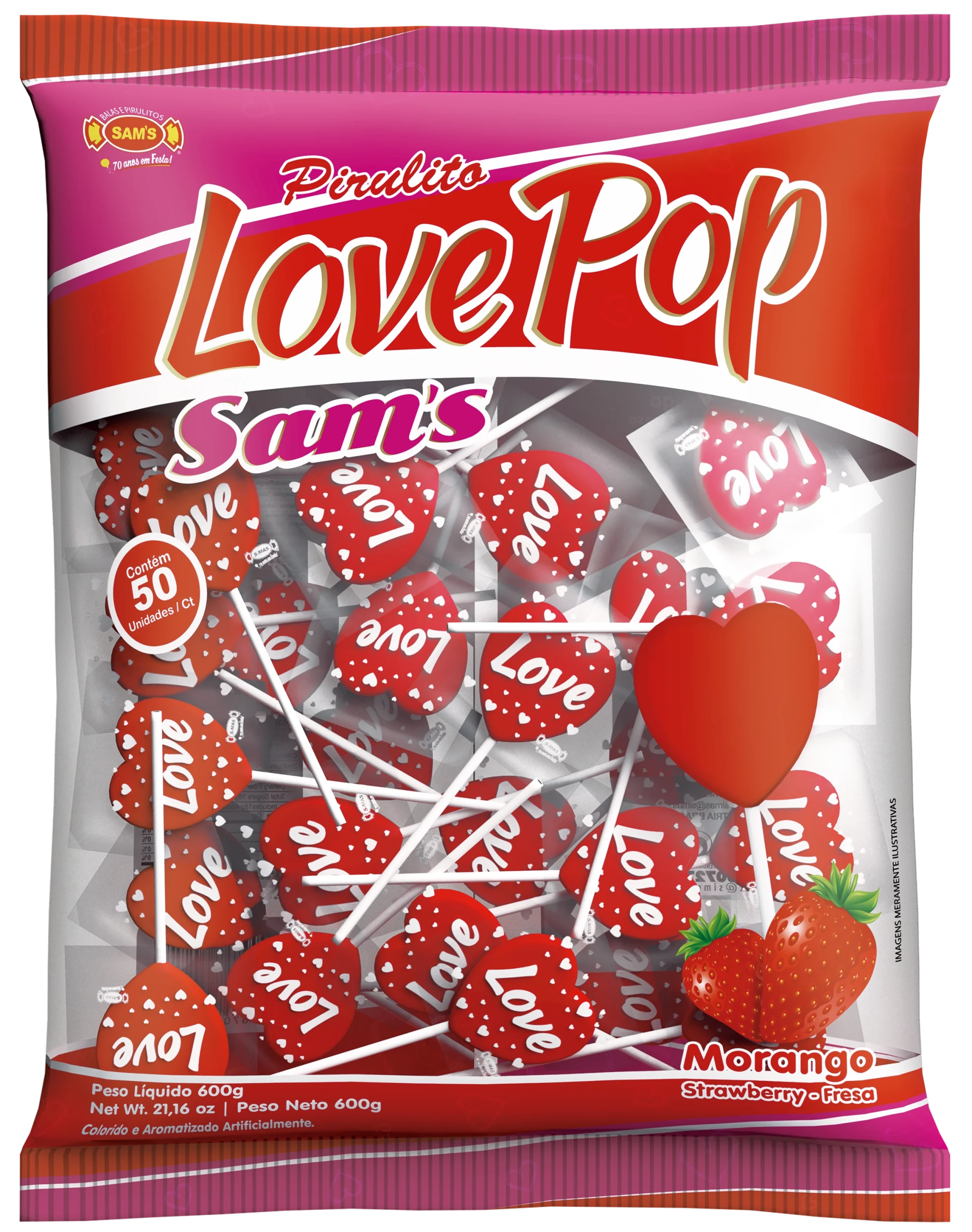Pirulito Love Pop Morango