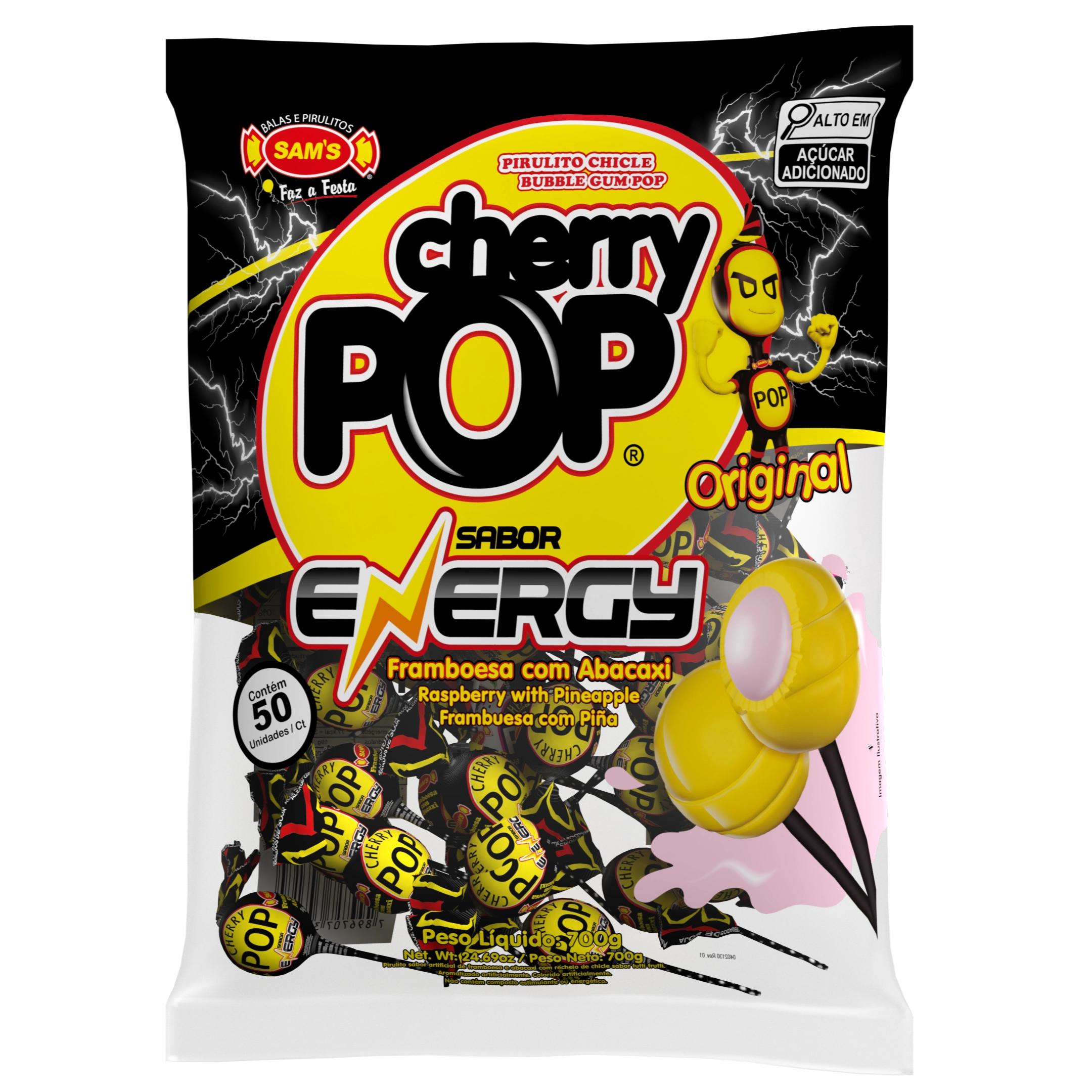 Pirulito Cherry Pop Energy