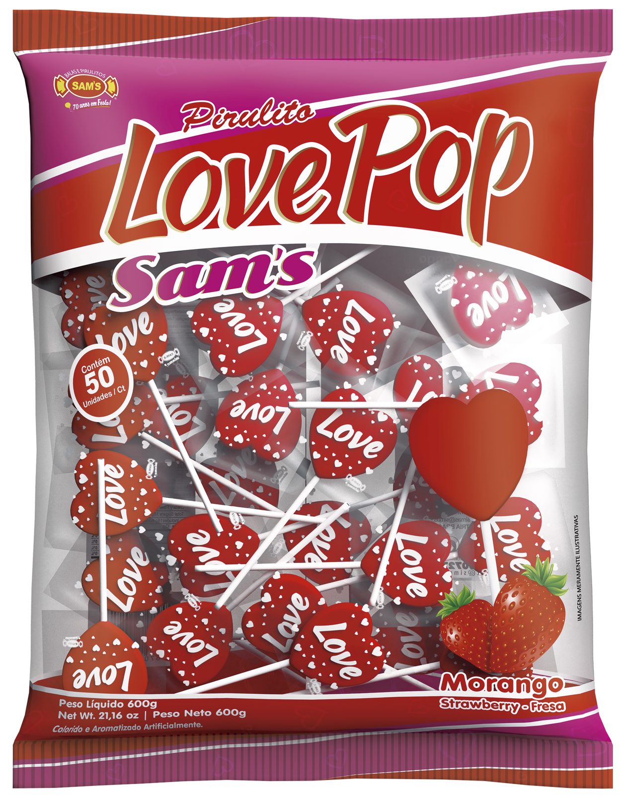 Pirulito Love Pop Morango