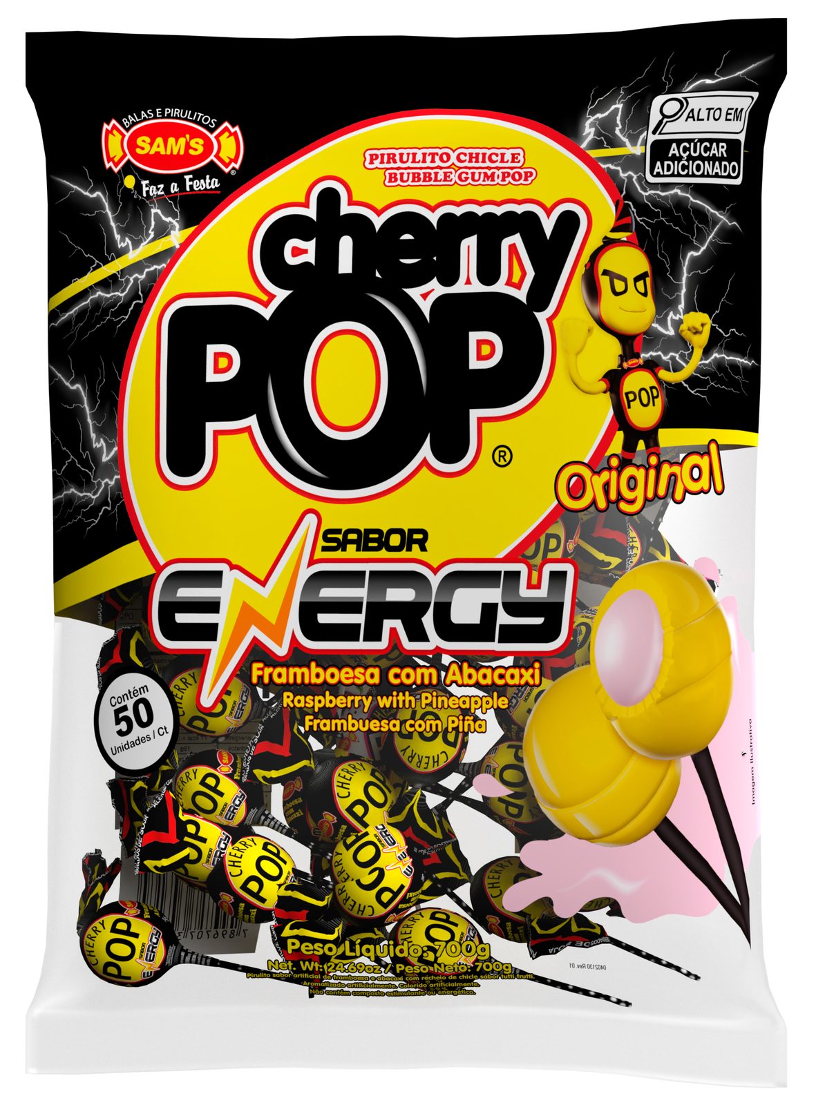 Pirulito Cherry Pop Energy